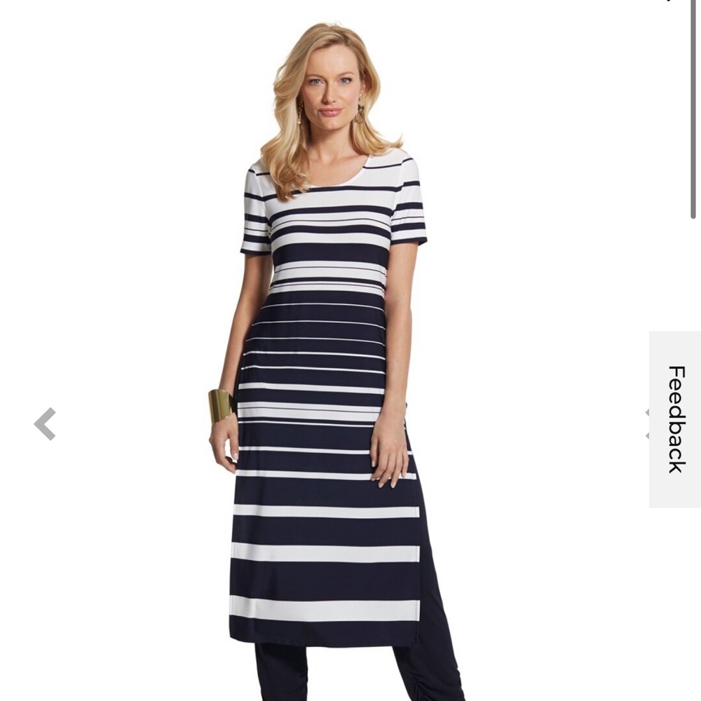 Chico’s Knit Kit Altering Stripe Long Top in Size 3